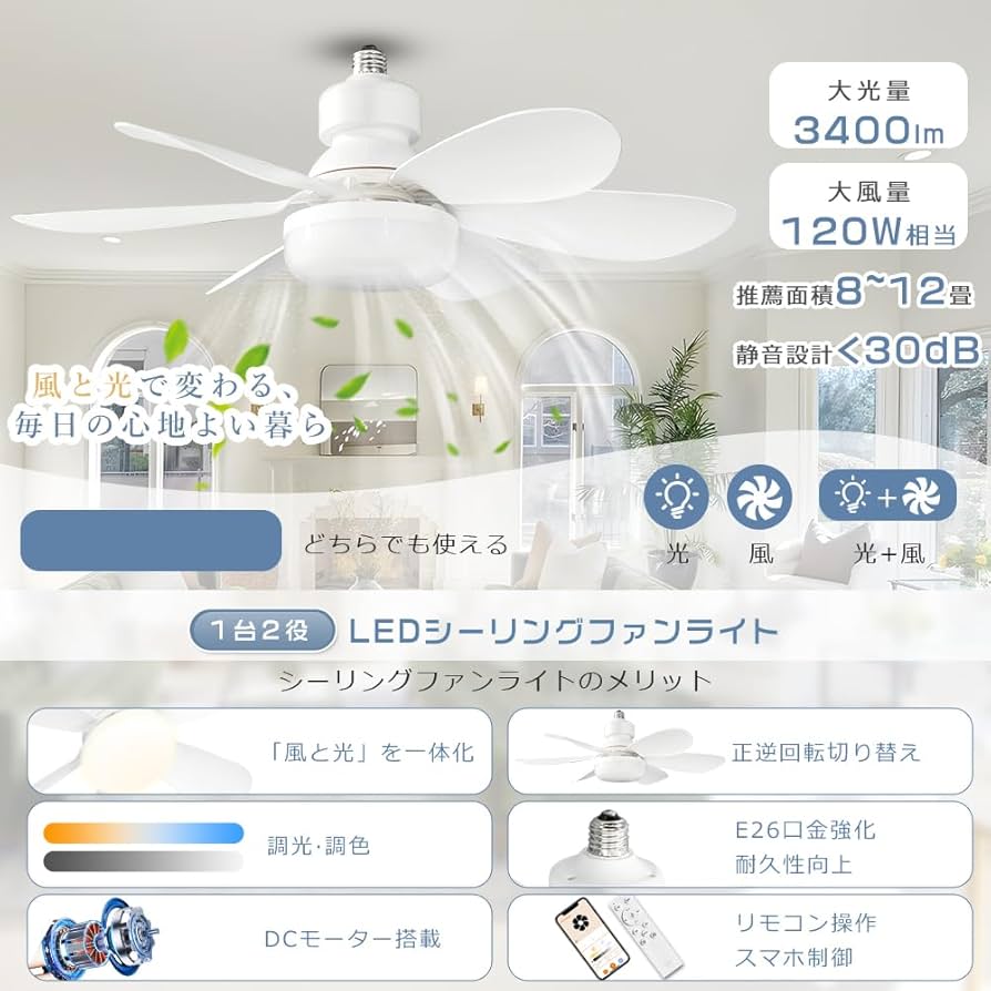 新品 正逆回転 シーリングファンライト ファン付 簡単取り付け リモコン付き 黒 Amazon.co.jp : 「スイングで360°首振り＆回転」シーリング